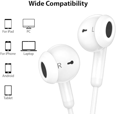 AFGHOA USB C Earbuds: Hi-Fi Stereo Wired Headphones with Noise Cancelling Technology for i Phone 16 e/16/15 Pro Max Plus & Samsung Galaxy S25/S24 – Ergonomic Design with Built-in Microphone for Enhanced Call Clarity and Immersive Sound Quality – Ideal for i Pad 11 th & 10 th Gen – Durable, Everyday Use, and Seamless Compatibility
