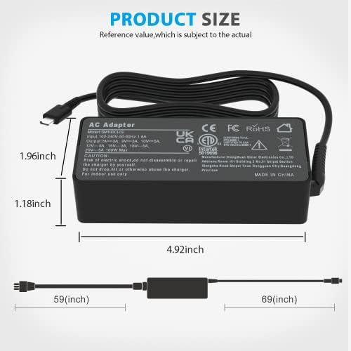 100 W USB-C Laptop Charger for Enhanced Device Compatibility – Universal Power Supply Adapter for Lenovo Think Pad, HP, Mac Book Pro/Air, Acer, MSI, and More – Rapid PD Charging with Reliable 100 W Output for Optimal Performance and Efficiency – CE and FCC Certified Quality Assurance