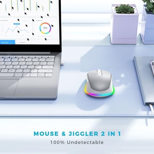 PEIOUS Rechargeable Wireless Mouse with LED – Innovative Jiggler Technology to Keep Your Computer Awake – Sleek Black Design for Optimal Comfort and Productivity