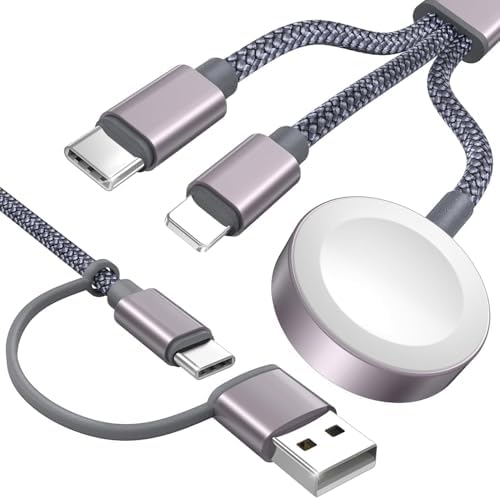 Versatile 3-in-2 USB C Charging Cable for Apple Watch and i Phone – 4 FT Multi-Device Fast Charger Compatible with Apple Watch Ultra/SE/10/9/8/7/6/5/4/3/2/1 & i Phone 16/15/14/Galaxy S23 – Lightweight Travel Essential for Efficient Power-Up Solutions