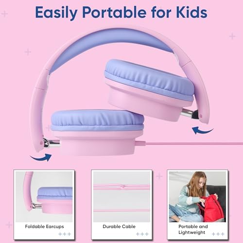 Vibrant Over-Ear Headphones for Kids – 5-Pack Foldable Wired Earphones with 3.5 mm Jack – Ideal Audio Solution for Classrooms, Travel, and Online Learning – Lightweight, Durable, and Engaging Colors for Young Learners