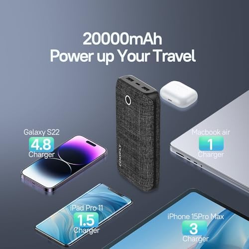High-Capacity 20000 m Ah Portable Charger – Triple-Port Power Bank with USB-C Fast Charging, 20 W Recharge for i Phone & Android – Ideal for Travel, Work & Outdoor Adventures