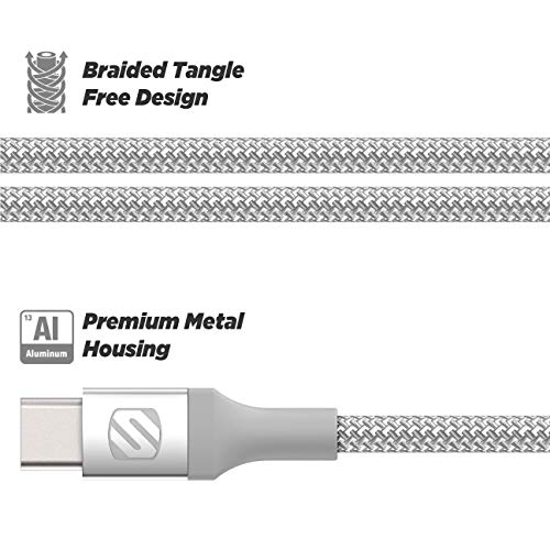 Scosche Ci4 B4 SG-SP MFi Certified Strikeline 4 ft Braided Lightning & USB-C Charging Cable – Fast, Durable, and Stylish Power Solution for Seamless Device Compatibility in Space Gray