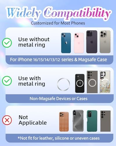 Glamorous Blue Glitter Mag Safe Phone Ring Holder – Stylish Magnetic Grip for i Phone 16, 15, 14, 13 Pro Max & Plus – Secure Finger Stand for Enhanced Control and Protection – Effortless Attachment and Detachment for Fashion-Forward Users