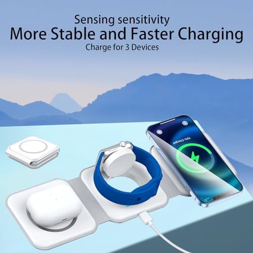 Ultimate 3-in-1 Apple Charging Station – Foldable Magnetic Wireless Charger for i Phone 15/14/13/12, Apple Watch & Air Pods Pro/3/2 – Travel-Friendly Fast Charging Solution for Modern Tech Enthusiasts