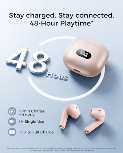 Revolutionary Bluetooth 5.4 Wireless Earbuds – Immersive Surround Sound with 48-Hour Playtime, IPX7 Waterproof for Ultimate Sports Performance, Tap-Control for Effortless Use, LED Display Charging Case – Perfectly Compatible with i Phone & Android Devices