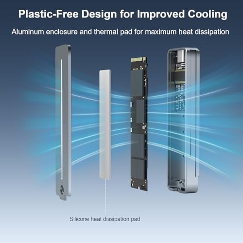 Ultra-Fast M.2 NVME & SATA SSD Enclosure – 10 Gbps USB 3.2 Gen2 USB-C Connector for High-Speed Data Transfer, Compatible with M Key & B+M Key SSDs (2280/2230/2242/2260) – Portable, Plug-and-Play Design for Effortless File Management and Enhanced Performance