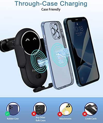 Smart Sensor Wireless Car Charger and Phone Holder – Effortless Automatic Clamping for i Phone 14/13/12/11/XS/XR/8 & Samsung S22/S21/S20/Note 20 – Fast Charging Air Vent Mount (Black) – Enhanced Safety & Seamless Connectivity