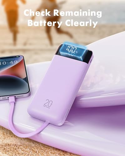 Charmast 20000 m Ah Travel Power Bank with 4 Integrated Charging Cables and 6 Output Ports, 20 W Fast Charging External Battery Pack for i Phone 16/15/14, Android Devices, i Pads, and Tablets – Ultimate On-the-Go Charging Solution for Seamless Connectivity and Reliability