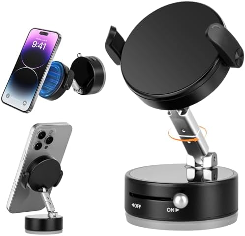Ultimate 360° Adjustable Magnetic Suction Phone Holder – Universal Smartphone Mount for Cars, Gyms, and Any Smooth Surface – Effortless Compatibility with i Phone & Android – Experience Hands-Free Convenience with a Secure Grip in Stylish Black Finish