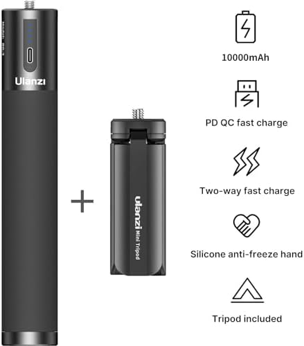 ULANZI BG-3 Multi-Function Battery Grip: 10,000 m Ah Power Bank for DSLR, Action Cameras & Smartphones – Ideal for Vlogging, Live Streaming, and Time-Lapse Photography with Ergonomic Design and Integrated Tripod Mount for Ultimate Stability