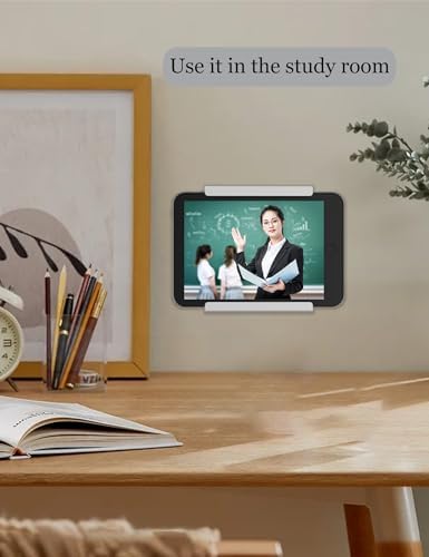 Universal Tablet Wall Mount for i Pad Mini, Pro & Air – Versatile Adhesive/Screw Holder for Samsung, Kindle & Smartphone – Sleek Black Design for Organized Spaces and Hands-Free Convenience – Ideal for Home & Office Use