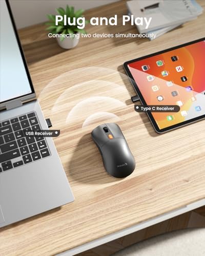 Proto Arc Rechargeable Wireless Mouse Jiggler – USB-C Slim Portable Device Mover for Laptop, Mac, i Pad & PC – Stay Active and Productive Effortlessly – Ideal for Multitasking & Presentations – Enhanced Compatibility & Long-Lasting Power