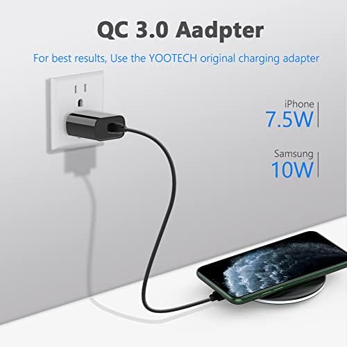 Yootech 10 W Fast Wireless Charging Pad with Quick Adapter – Effortless Charging Solution for i Phone 16 Series, Samsung Galaxy S22/S21/S20 & Air Pods Pro 2 – Sleek Design with Advanced Safety Features for Home and Office Use