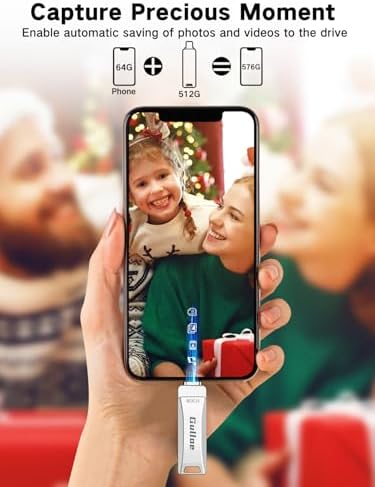 Gulloe 512 GB Flash Drive for i Phone, i Pad, Android & PC – Effortless Plug and Play USB Memory Stick with No App Needed, Sleek Metal Silver Design for Fast Photo and Video Backup, Perfect Storage Expansion Solution