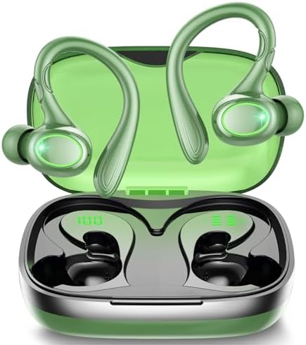Revolutionize Your Audio Experience with 60-Hour Playtime Bluetooth 5.3 Wireless Earbuds – Advanced Noise Cancelling for Crystal Clear Sound, IPX7 Waterproof Durability, Real-Time LED Battery Monitoring, Ideal for Athletes and Outdoor Enthusiasts (RED)