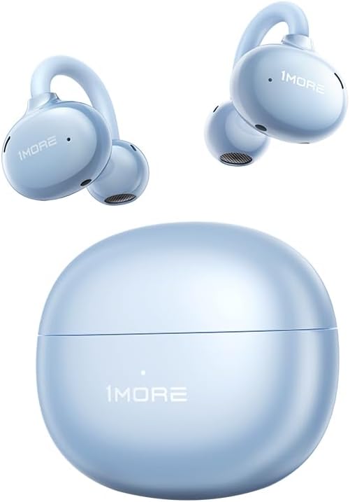 Revolutionize Your Audio Experience with 1 MORE S20 Open Ear Bluetooth 5.4 Wireless Earbuds – Lightweight Clip-On Design, 30-Hour Playtime, Four ENC Microphones for Crystal-Clear Sound, IPX5 Water-Resistant Durability, Perfectly Secure Fit for Active Lifestyles, Your Ultimate Sports Companion in Stylish Black