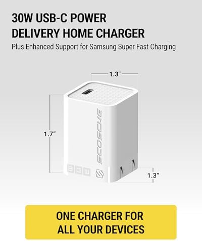 Scosche SHPDC20 20 W USB-C Fast Charging Wall Charger with 4 FT USB-C to Lightning Cable – Universal Compatibility for i Phone 12-16, i Pad, and Type-C Android Devices – Compact and Durable Power Solution for Home and Travel