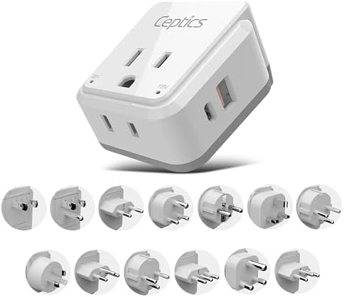 Compact Travel Power Adapter Set for Brazil, Peru & Chile – 20 W Dual USB & USB-C Charger with 2 USA Sockets – Fast Charging with Type C & N Attachments – Portable Plug Converter for Global Travelers – Stay Connected Anywhere
