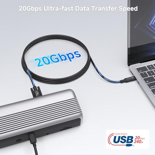 Cable Matters [USB-IF Certified] 20Gbps USB4 Cable with Side Screw Lock 6.6ft, Up to [8K@30Hz / 4K@120Hz Video, 240W Charging, 20Gbps Data Transfer] USB C Cable with Screw Lock/USB C Locking Cable – Enhanced Compatibility and Speed