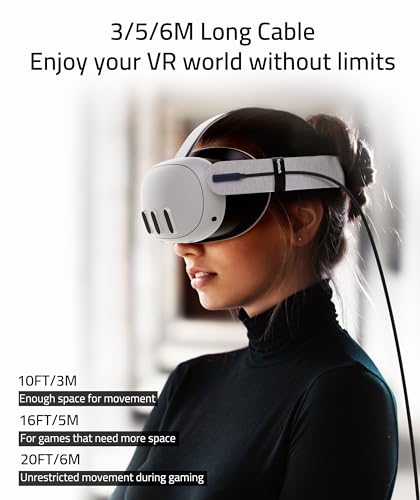 Syntech 16 FT Link Cable for Oculus Quest 3 & PCVR – High-Speed USB 3.0 to USB C Cable for Enhanced Gaming Experience – Compatible with Meta Quest 2, Pro, Pico 4 & More – Durable, Flexible Design for Seamless VR Connectivity