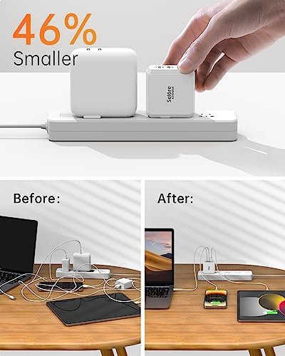 SELORE 67 W Ga N USB C Charger Block – Foldable 3-Port Fast Charging Adapter with USB-C Cable for Mac Book Pro, i Pad Pro, Galaxy S23/S22, i Phone 15/14 – Ultimate Efficiency for On-the-Go Power Needs