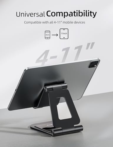 Nulaxy Aluminum Dual Foldable i Pad Stand – Versatile Adjustable Tablet Holder for Enhanced Workspace Comfort, Sleek Rose Gold Finish, Universal Compatibility with i Pad Pro/Air/Mini & i Phone Pro/Max/Plus, Portable and Durable Design for Effortless Mobility and Ergonomic Support
