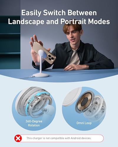 Anker Mag Go i Phone 16 Mag Safe Charger Stand – 15 W Fast Magnetic Wireless Charging Station with Qi2 Certification, 360° Device Compatibility & Sleek Design for i Phone 16/15/14/13/12 Series & Air Pods (Includes 25 W Adapter) – Elevate Your Charging Experience Today!