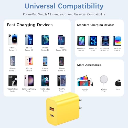 Triple Pack USB C Fast Charging Block – Dual Port PD Power Adapter for i Phone 16 Series, i Pad, Google Pixel, and Samsung Galaxy – Enhanced Efficiency and Versatile Compatibility for Home and Travel Charging Solutions