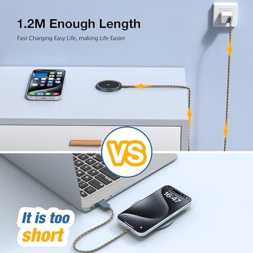 Magnetic Wireless Charging Pad for i Phone 16, 15, 14, 13, 12 & Air Pods 4-2 Pro – Ultra-Thin Aluminum Alloy Design with Strong Magnet for Secure Connection, USB-C/A Compatibility, Perfect for Desk & Travel – Elevate Your Charging Experience with Effortless Convenience and Style