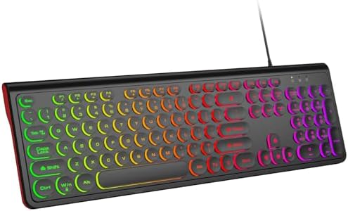Experience Ultimate Clarity with the Large Print Wired Office Keyboard – 104 Full-Sized Typewriter Keys for Enhanced Visibility, Ergonomic Design, and Instant USB Plug & Play Compatibility for Windows and PCs – Perfect for Home and Office Use