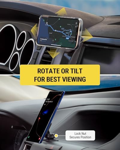 Scosche MXDM Ultra-Strong Magnetic Car Phone Holder – Secure Dashboard Mount for i Phone, Samsung & All Smartphones – Effortless Hands-Free Navigation & Enhanced Driving Safety with Durable Metal Plate