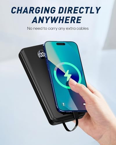 BEESHOP Ultra High-Capacity 37000 m Ah Portable Power Bank – All-in-One Fast Charging Solution with 4 Integrated Cables, 22.5 W Quick Charge for i Phone 16, 15, 14, 13 & Android Devices – Essential Travel Companion for Maximum Device Compatibility and Efficiency