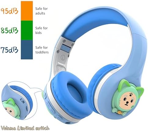 Riwbox CB-7 S Wireless Kids Headphones – Safe & Stylish Audio for Young Listeners with Adjustable Volume Control (74/85/95 d B), LED Glow Lights, 50 Hours of Playtime, Bluetooth 5.3 Connectivity, Built-in Microphone & TF Card Slot for School, Travel, and Home Use (Pink & Green) – Ideal for Active Lifestyles