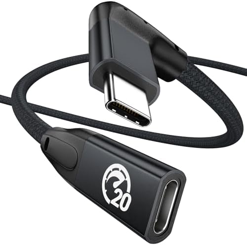 Effortlessly Enhance Your Connectivity with Use Bean 0.6 FT Right Angle USB C Extension Cable 2-Pack – 90-Degree Gen2 20 Gbps Fast Data Transfer for i Phone 16/15, Mac Book, i Pad Pro/Air, Galaxy S25/S24 – Perfect for Tight Spaces and Seamless Charging Solutions