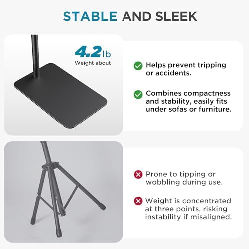 Transform Your Digital Interaction with the Inno Gear Adjustable Tablet Floor Stand – Universal Holder for i Phones, i Pads, Samsung Tabs, and E-Readers – Perfect for Hands-Free Streaming, Reading, and Video Calls – Sturdy, Portable Design with Customizable Height and Angle for Optimal Comfort and Accessibility