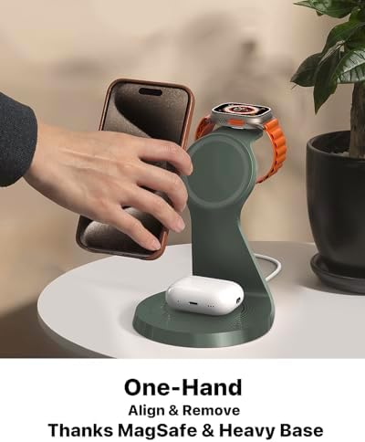 Ultimate 3-in-1 Mag Safe Charging Station for Apple Devices – Fast Wireless Charger for i Phone 16/15/14/13/12, Air Pods & Apple Watch with USB-C Compatibility – Sleek, Space-Saving Design for Home and Office Use