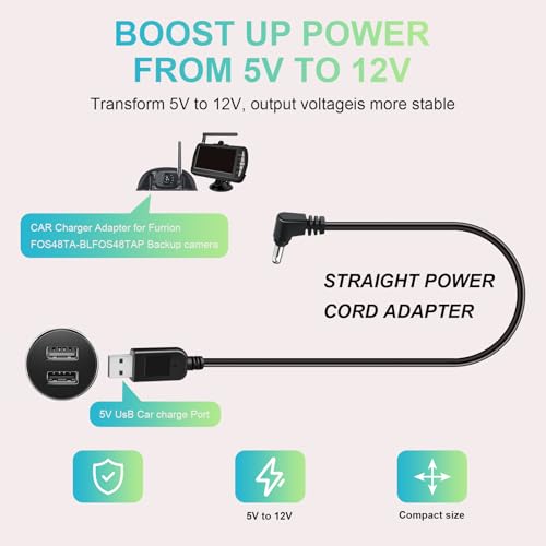 Furrion 6.56 FT USB to DC3.5 Charger Cable – Reliable Power Supply for 7-Inch Wireless Backup Monitors, Fast Charging Solution for FOS07 TADS & FOS48 TA Models, Essential RV Adapter for Uninterrupted Travel Performance and Safety