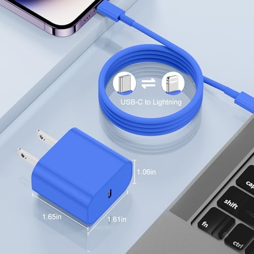 Lightning-Fast 20 W Apple Charger with MFi Certification – 6 ft USB-C to Lightning Cable Included for i Phone 14 Pro Max/14/13 Pro/12 Mini/12/11 & i Pad Air – Compact Power Block for Ultimate Portability and Rapid Charging Efficiency