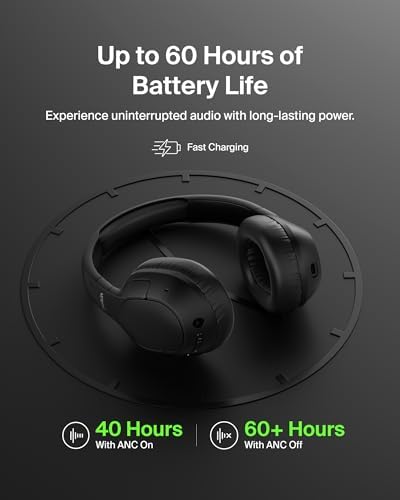 Belkin Sound Form Isolate Bluetooth Over-Ear Headphones – Premium Hybrid Active Noise Cancelling Technology for Immersive Audio, Luxurious Cloud Cushion Design for All-Day Comfort, Unmatched 60-Hour Battery Life with Quick Charge, Advanced Bluetooth 5.4 Connectivity for Crystal-Clear Sound – Ideal for Travel, Home, and Office Use in Elegant Sand Finish