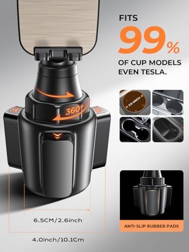 LISEN Adjustable Cup Phone Holder for Cars – 360° Long Neck Mount for Hands-Free Driving in SUVs, Trucks, and Golf Carts – Secure Fit for 4-7″ Smartphones Including i Phone, Samsung, and Google – Maximize Stability and Safety for Effortless Navigation and Communication