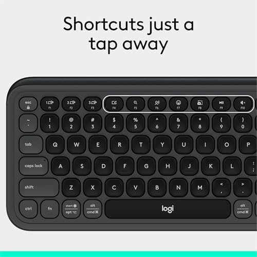 Elevate Your Workspace with the Logitech POP ICON Wireless Bluetooth Keyboard – Stylish Graphite & White Design, Effortless Multi-Device Switching, Comfortable Low-Profile Typing, and Customizable Keys for Enhanced Productivity on Laptops, Tablets, and PCs