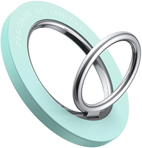 Lamicall 360° Rotatable Magnetic Phone Ring Holder for Mag Safe – Lightweight Grip & Kickstand Compatible with i Phone 12/13/14/15/16 Series, Misty Black – Enhanced Magnetic Strength and Flexibility for Secure One-Handed Use and Wireless Charging Convenience