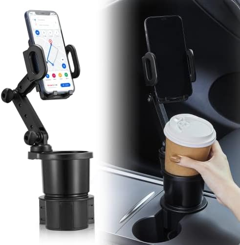 Revolutionary THIS HILL 2-in-1 Cup Holder & Smartphone Mount – 360° Rotating Design with Adjustable Base for Secure Fit in Any Car – Compatible with All i Phone Models and Smartphones for Seamless Navigation and Hands-Free Use