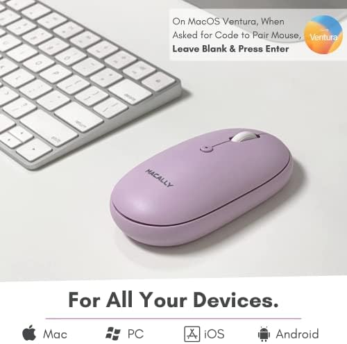 Sleek Macally Wireless Bluetooth Mouse – Rechargeable, Ergonomic Design for Mac & PC – Ultra-Quiet Clicks Perfect for Home, Office & Travel – Enhanced Compatibility with Mac Book Air/Pro, i Mac & Windows Laptops – Experience Comfort & Efficiency in Every Click