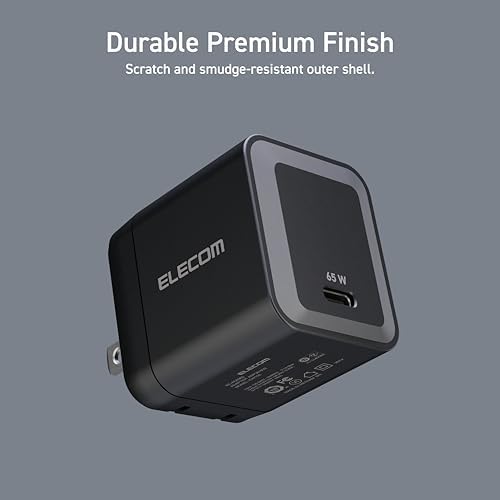 ELECOM 65 W Ga N II USB-C Wall Charger Block – Ultra-Fast Laptop Power Adapter for Mac Book Air, i Pad, i Phone, and More – Compact Single Port Design for Maximum Efficiency and Universal Compatibility – Perfect for On-the-Go Charging Solutions