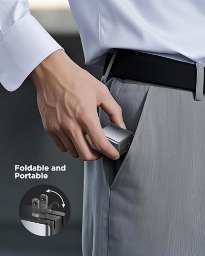 PISEN 45 W Ga N Dual USB-C Wall Charger – Compact Fast Charging Solution for i Phone 16, i Pad Pro, Samsung Galaxy S23 Ultra, and Mac Book – Foldable Design for Ultimate Portability and Enhanced Compatibility with PD & PPS Technology