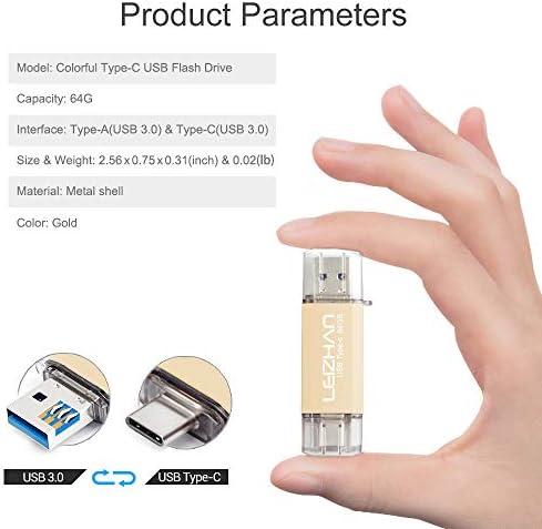 Leizhan 256 GB 2-in-1 USB 3.0 & Type-C Flash Drive – High-Speed Data Transfer & Versatile Storage Solution for Laptops and Smartphones – Compact Durable Design for On-the-Go Convenience