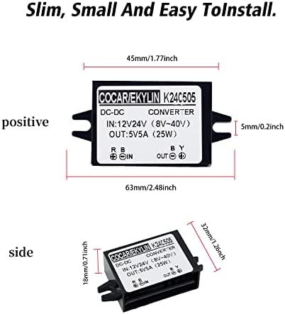 Heavy Duty Waterproof 24 V to 12 V DC Power Converter – 5 A 60 W Versatile Adapter for Vehicles, Marine, and Solar Applications by EKYLIN Power Accessories – Reliable, Durable, and Efficient Power Solution for Every Outdoor Adventure