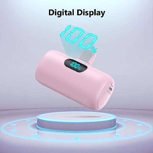 Ultra-Compact 2 Pack Mini Portable Charger 5200 m Ah with PD Fast Charging & LCD Display – Stylish Battery Backup Power Bank for i Phone 14/13/12/XR/7/6 – Your Essential On-the-Go Charging Solution
